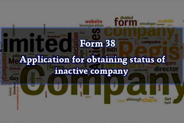 Form 38 – Application for obtaining status of inactive company