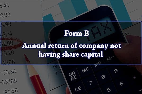 Form B – Annual return of company not having share capital